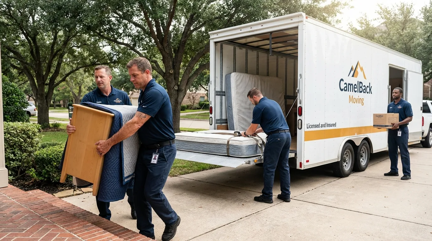 Crew loading residential truck for cross-state move from East Spencer, NC