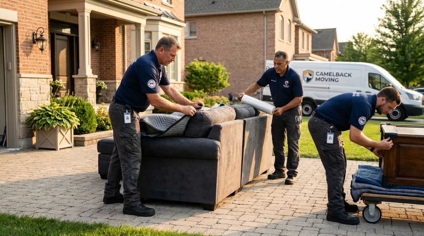 Large estate moving crew wrapping furniture in East Spencer, NC