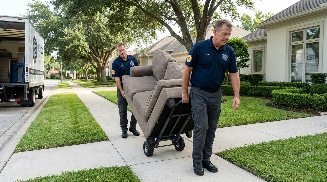 Local residential moving crew loading furniture in East Spencer, NC